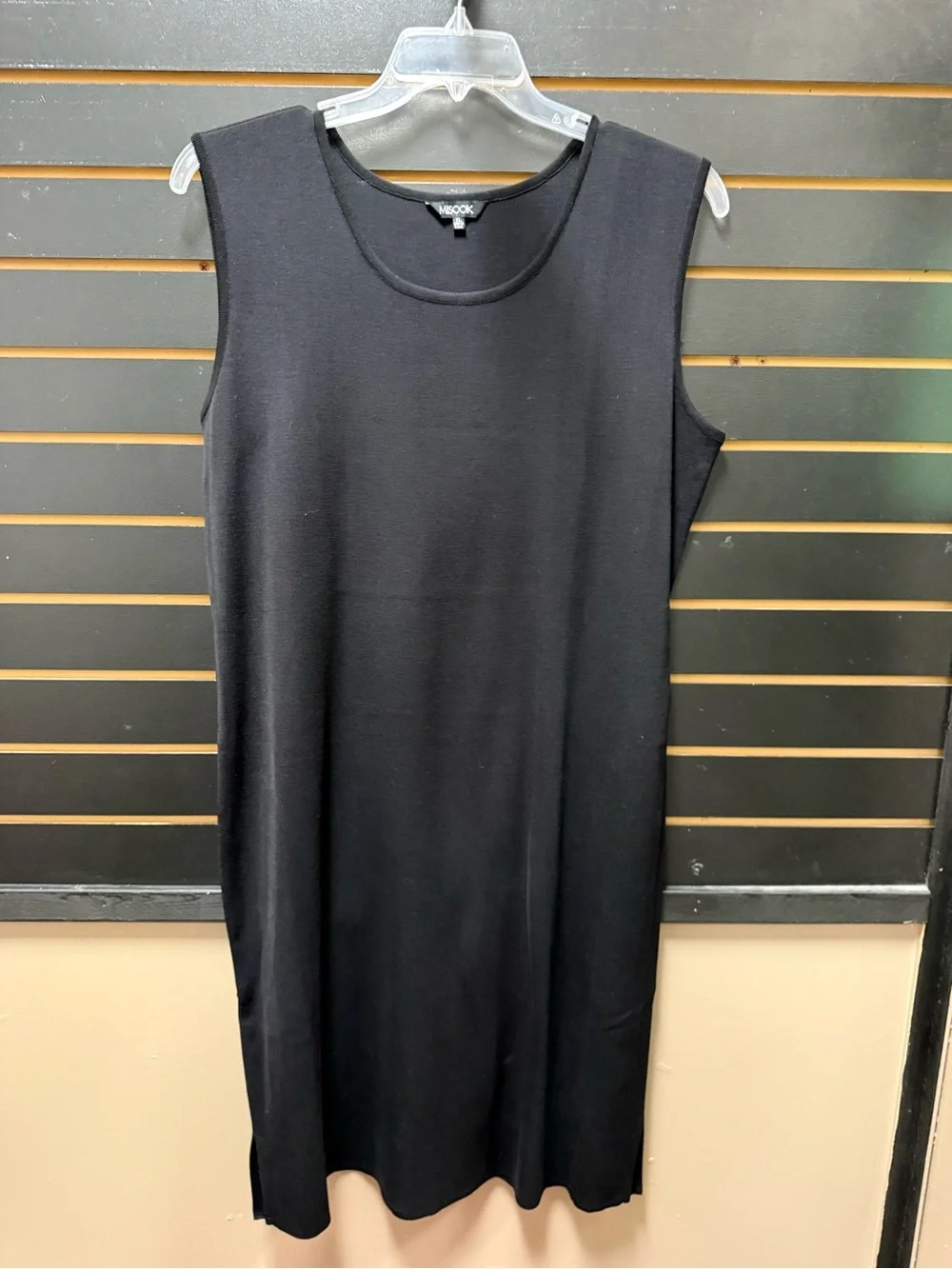 Misook Sleeveless Knit Sheath Tank Dress Black XL Midi